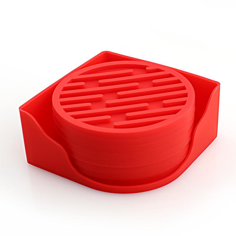 Set di sottobicchieri in silicone Scatola portaoggetti in silicone Sottobicchieri anti-caldo per caffè Sottobicchieri neri