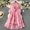 Robe de fée Vintage en dentelle pour femmes, Patchwork, robe de soirée élégante, mi-longue, avec nœud, mode coréenne, une pièce, douce, automne 2024