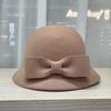 Autumn and winter new wool bucket hat women's retro elegant Hepburn style top hat French fashion temperament basin hat