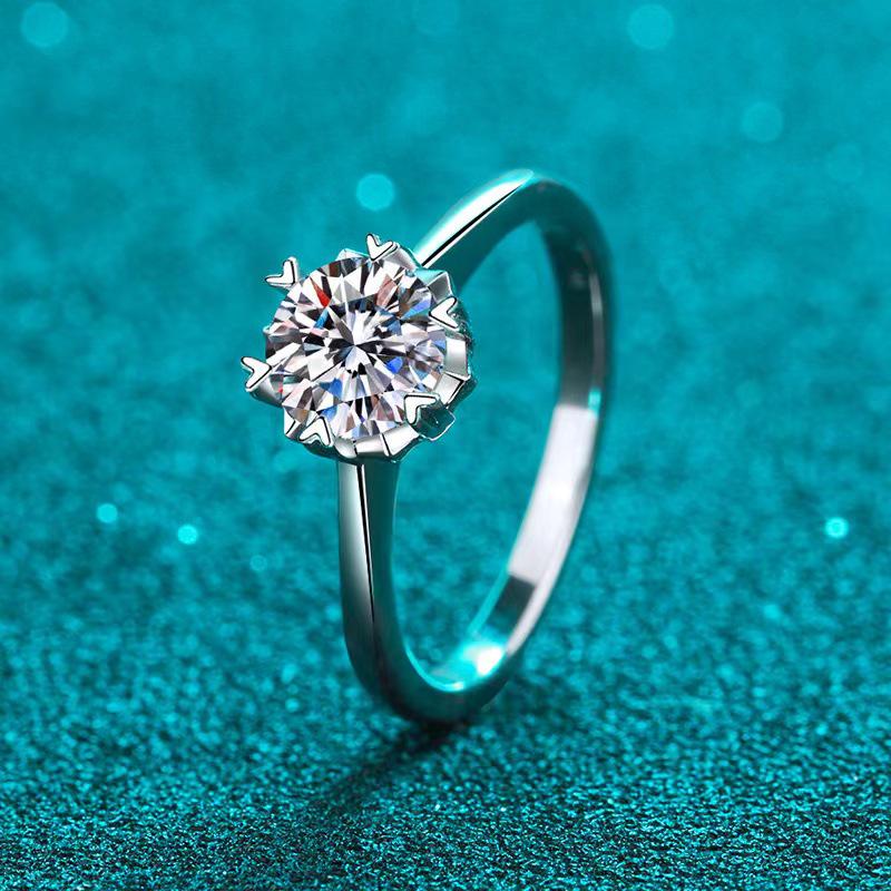Women’s S925 Sterling Silver Snowflake Moissanite Engagement Ring, 1 Carat Diamond, Christmas Jewelry Hot Seller.