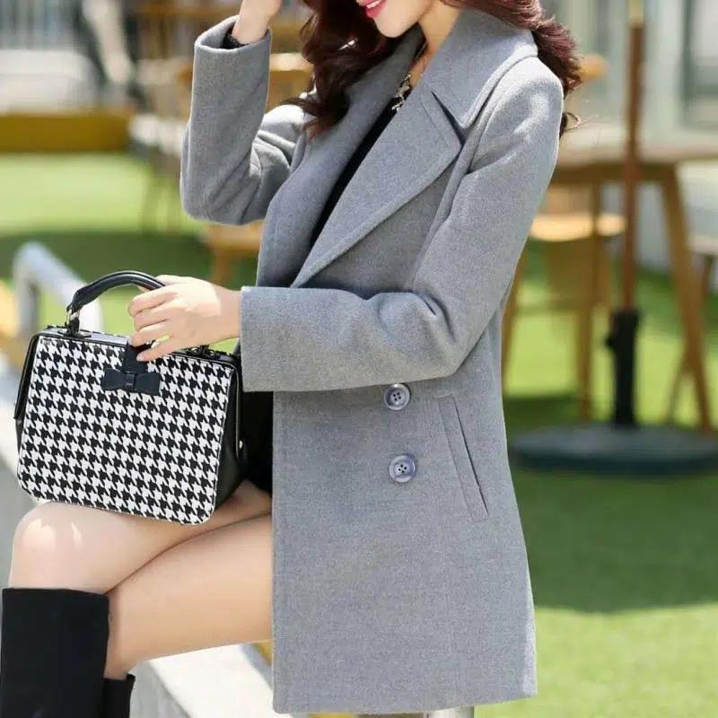 Autumn Winter Wool Jacket Womens Clothing Mid Long Double Breasted Woolen Coats Slim Wild Elegant Female Korean Outerwear S-3XL
