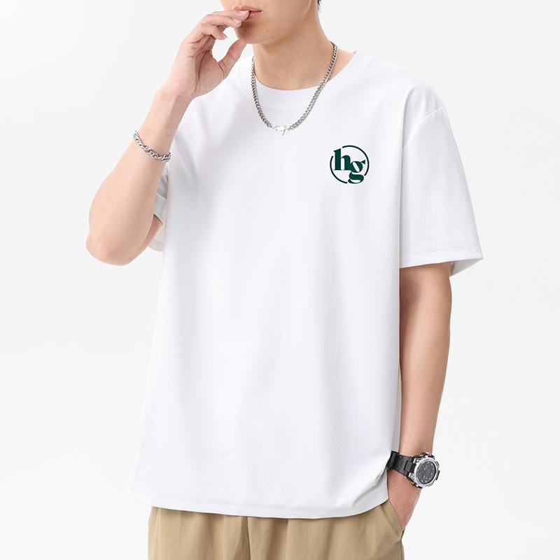 

HG 12 Colors Men s Short Sleeve T-Shirt 100% Cotton Man Streetwear Tee 4XL бежевий