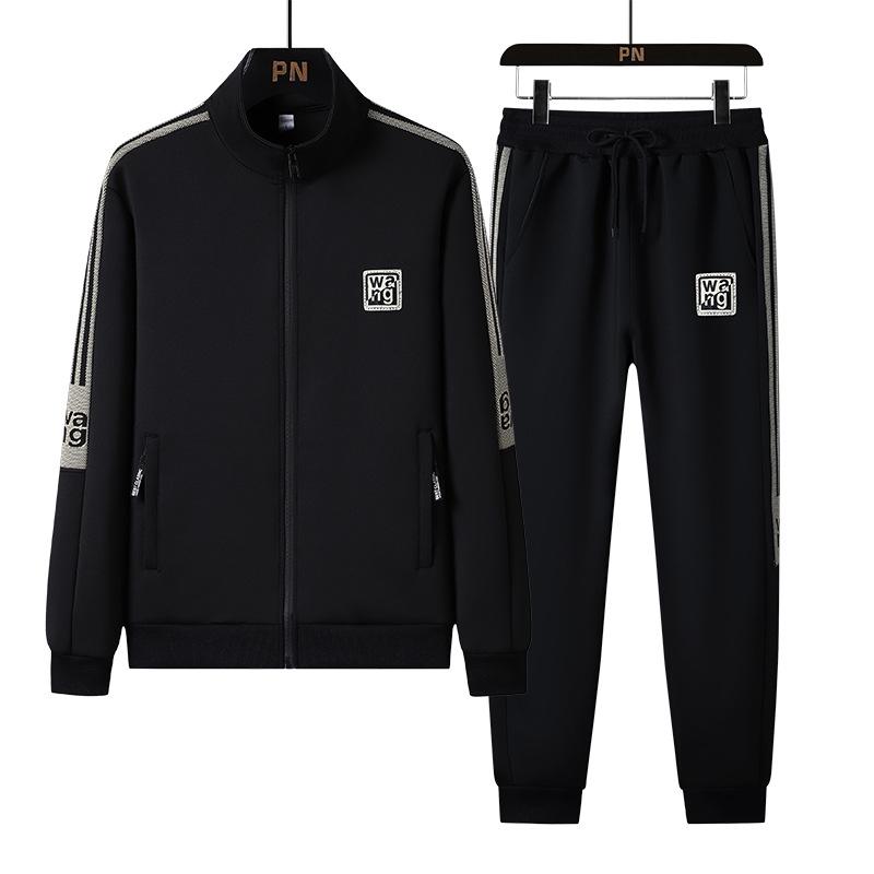 Men's Velvet Track Suit: Spring/Autumn Three-Piece Set - Cardigan Jacket, Sweatshirt, and Sweatpants
