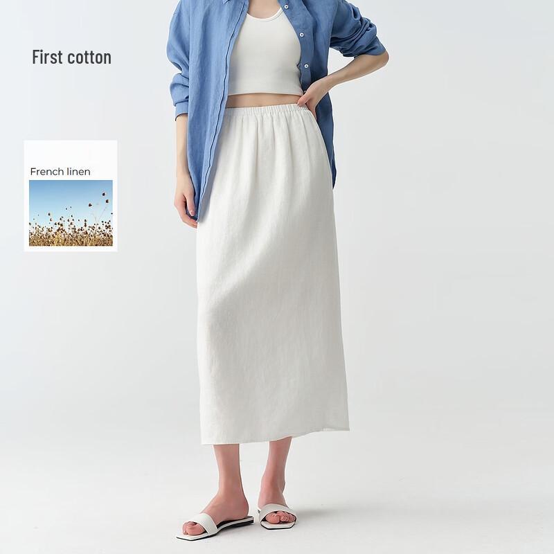 Chumian French Linen Midi Skirt S