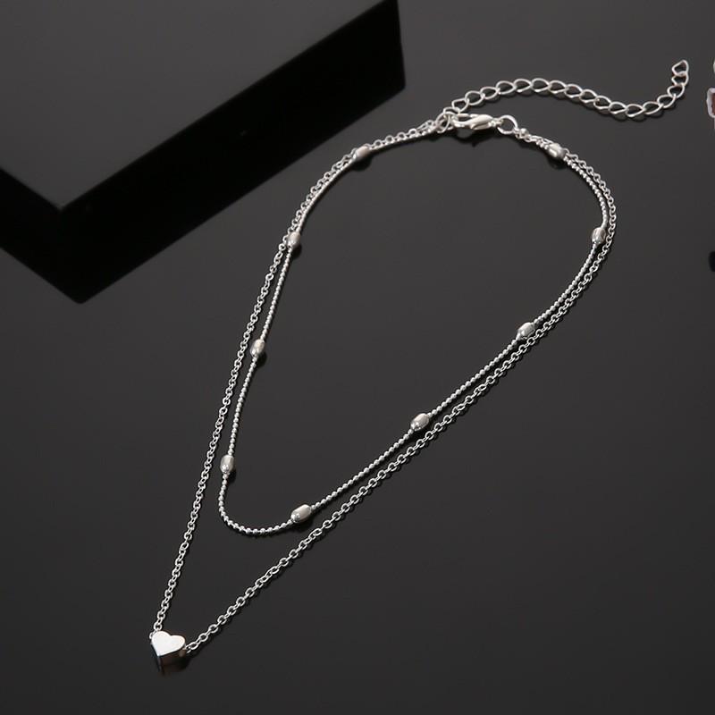 Trendy Multi-Layer Peach Heart Clavicle Necklace for Women