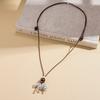 Wooden Bead Zinc Zinc Alloy Horse Pendant Necklace Ethnic Style Sweater Chain  Chinese Spring Festival