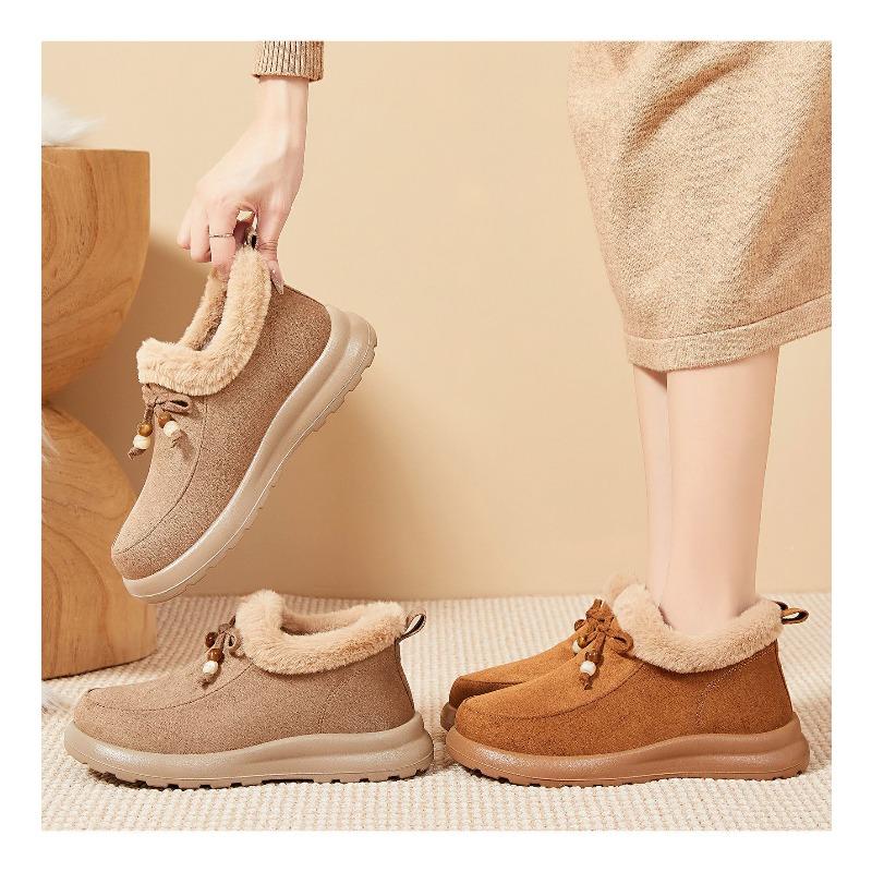 Cotton Shoes, Women's Fleece Thickened Boots, Bow Women's Boots, Cold-proof and Warm, Snow Boots, Fashionable and Versatile Booties