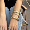 Chunky Heavy Metal Pearl Bangles for Women Gothic Punk Irregular Minimalist Alloy Wide Bracelet Fashion Jewelry Gifts