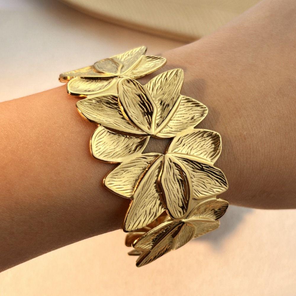 Stainless Steel Flower Bracelet Spliced Flower Cuff Bracelet Charm Bracelet  Female Accessories