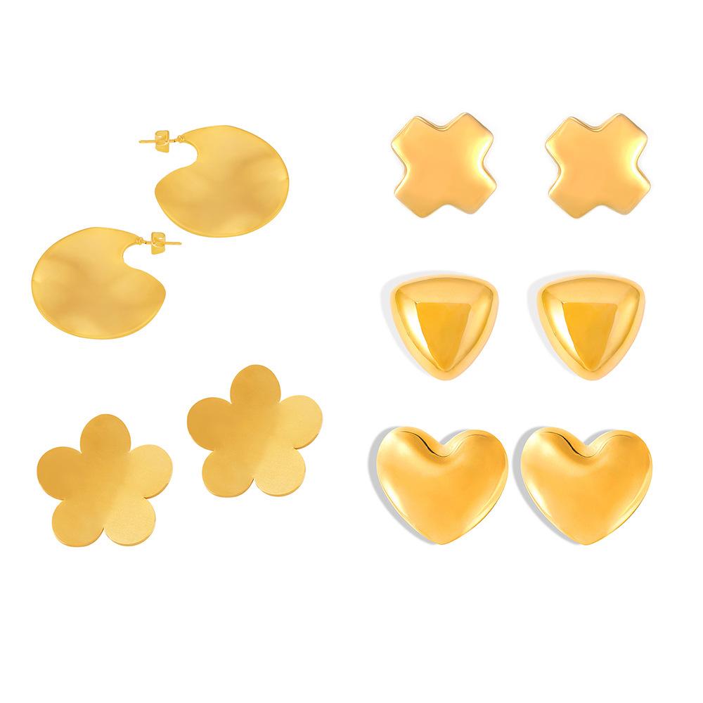 Qiong Yao Stainless Steel 18K Gold Electroplated Irregular Geometric 3D Stud Earrings
