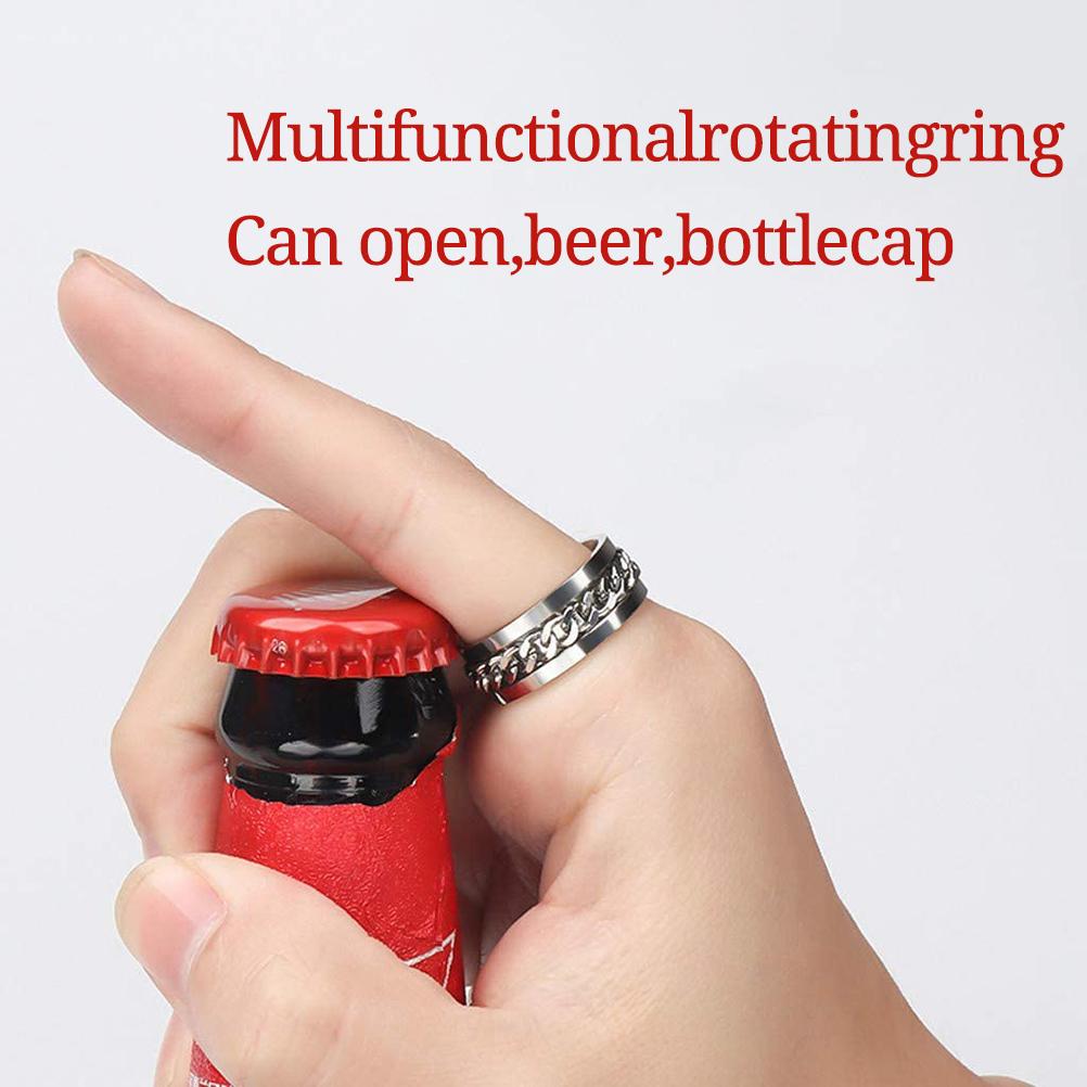 2Pcs 4Pcs Fashion Couple Rings Stainless Steel Ring Rotatable Bottle Opener Party Ring Versatile Beer Bottle Openers