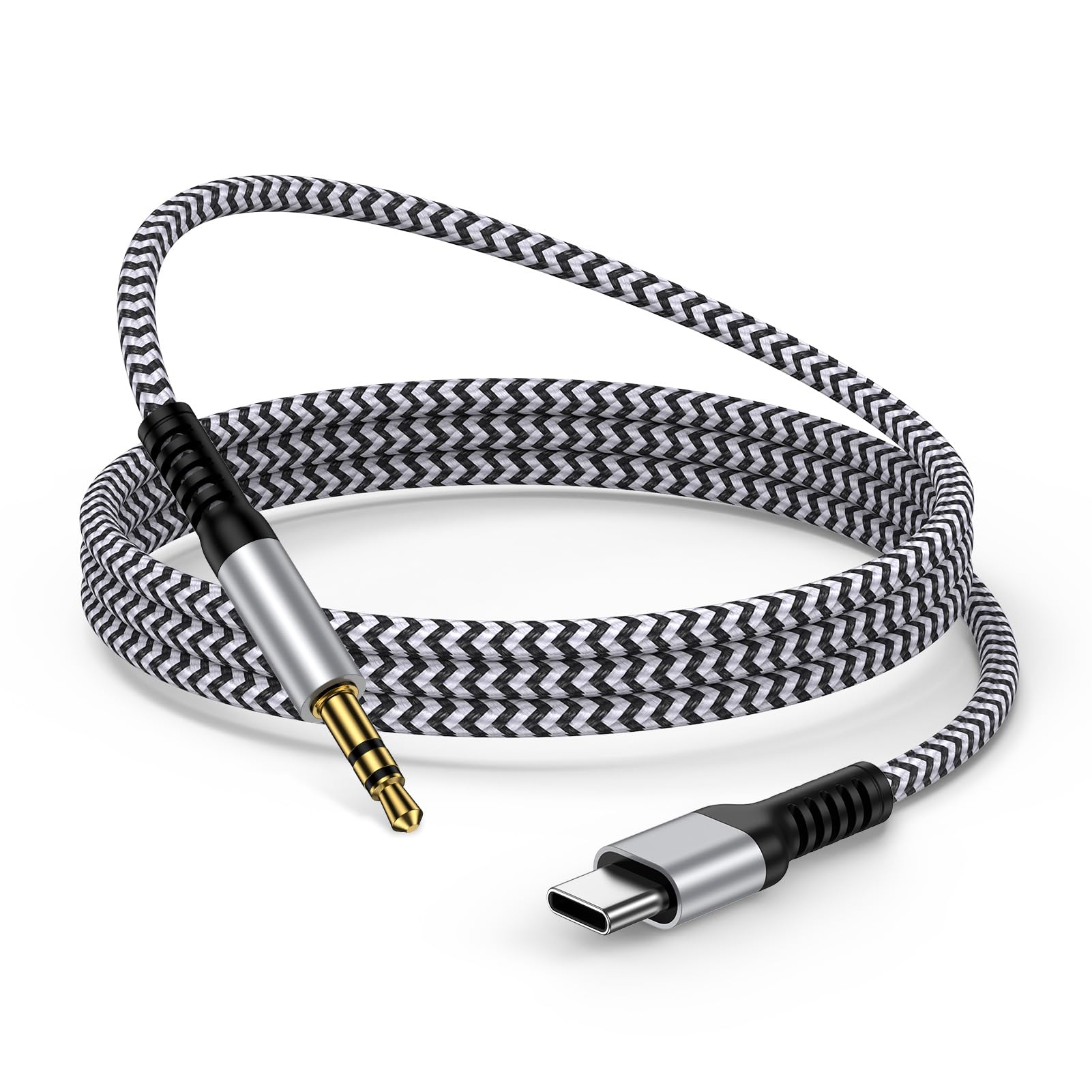 

GAEF aux Car Audio Cable to Stereo Cable iPhone 16 AUX Cable Resolution Sound Equipped with DAC Type C AUX Cable Heavy Duty Nylon aux Conversion Cable срібний