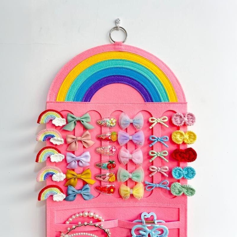 Children Hair Clips Bows Headbands Ties Organizer Hanging Storage Bag Room Decor