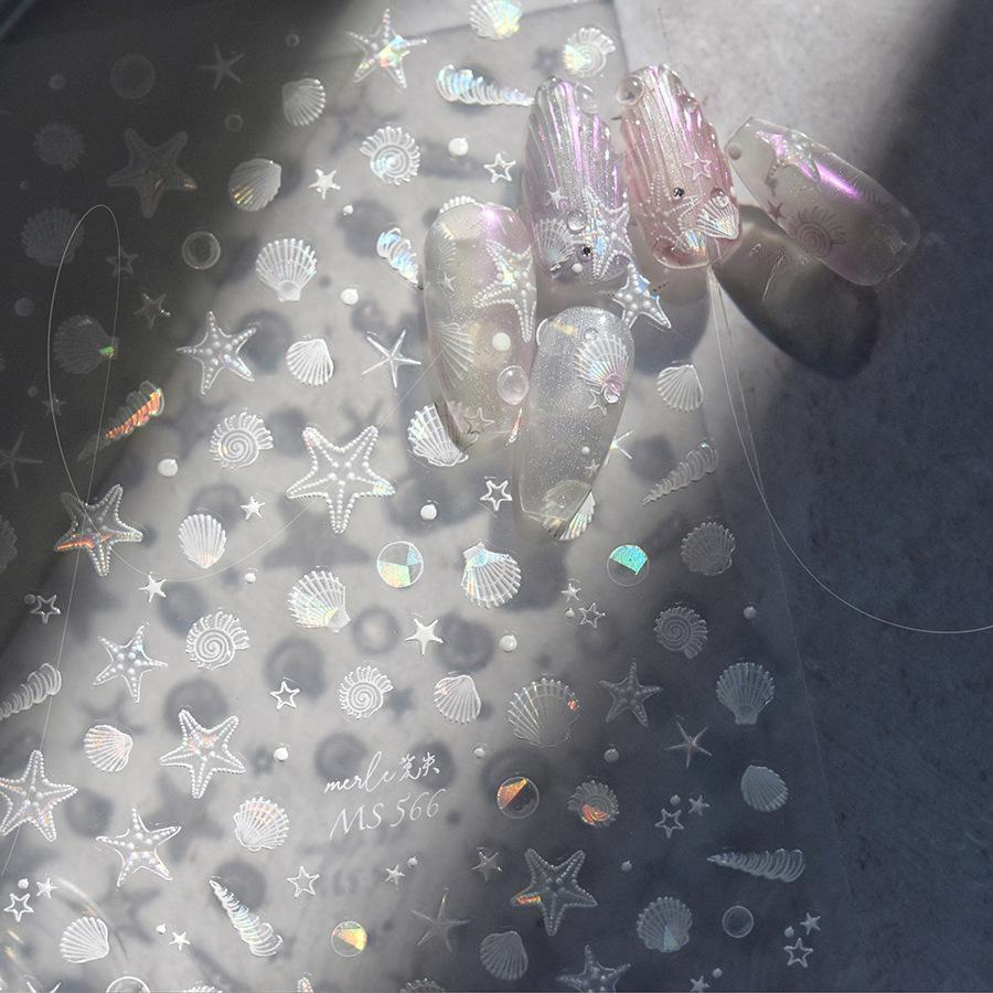 Summer Beach Ocean Shell Starfish Clams Conch Stars Sea Bubble Seasnail Nail Art Stickers DIY Manicure Decals Decoration