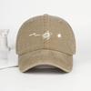 Retro Washed Baseball Cap With Wave, Turtle, And Sun Print – Unisex Adjustable Dad Cap – Summer Beach Sun Hat