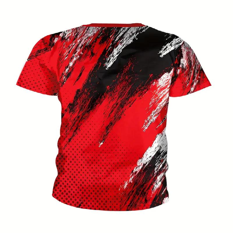 Męski modny T-shirt z krótkim rękawem z kontrastującymi kolorami, o swobodnym stylu ulicznym, z włókna poliestrowego, wygodny, odpowiedni na lato