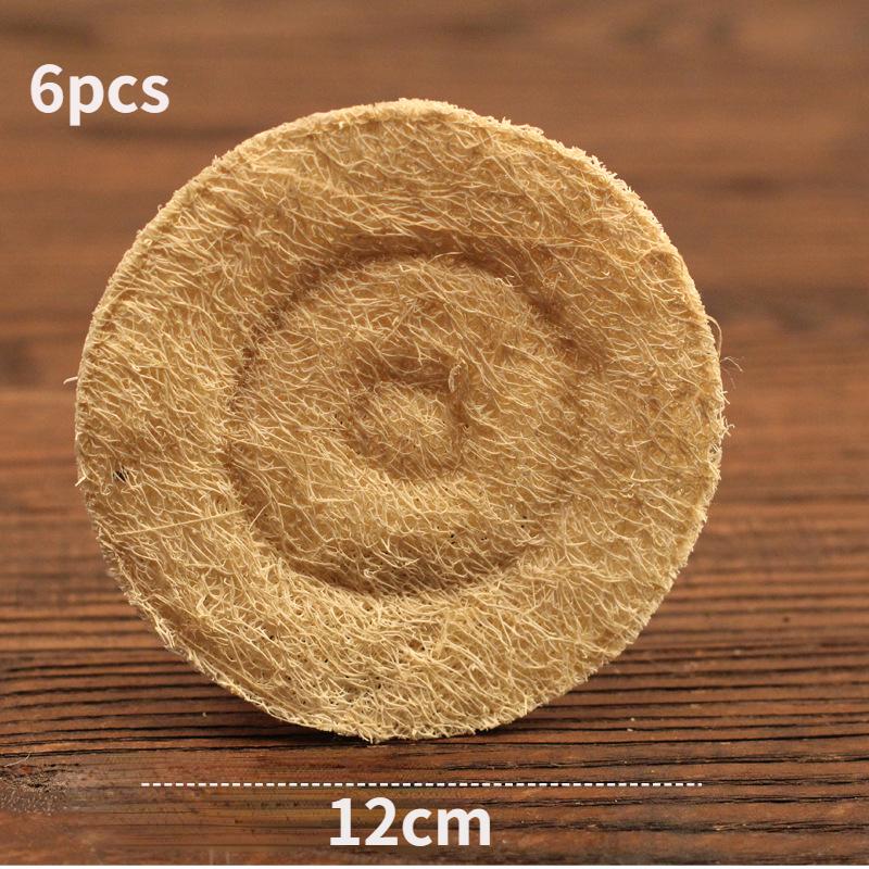 6pcs Natural Handmade Loofah Pad Loofah Pot Pad Tea Coaster Teapot Pad Insulation Pad Pot Holder Tea Holder Tea Accessories