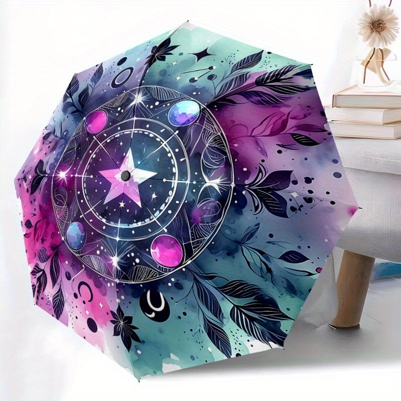 1pc Enchanted Celestial Mandala Automatic Opening and Closing Umbrella, Lightweight 3-Fold, With Cute Cartoon Characters, Suitable for Home, Outdoor a