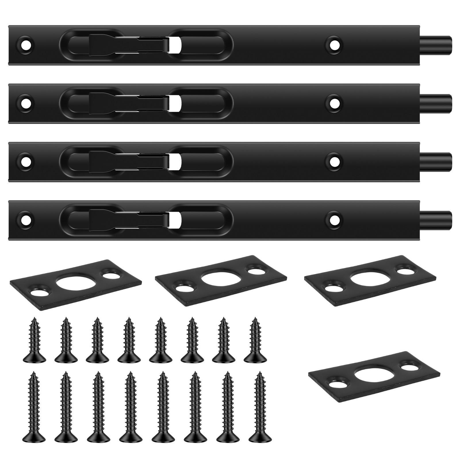 

4 Pcs Flush Bolt for Double Door 8 Inch Heavy Duty Chrome Plating Flush Latch Bolts Concealed Security Lock with Screws for Home