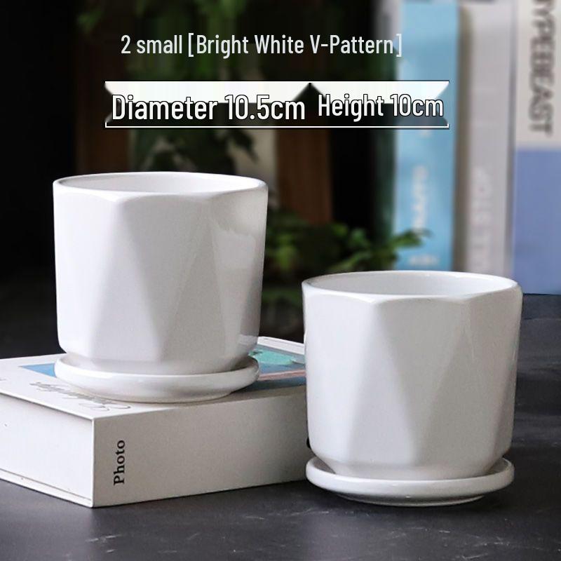 Breathable Ceramic Flower Pot with Tray for Gardenia and Succulents, Chinese Style, Large and Durable for Balcony Use.