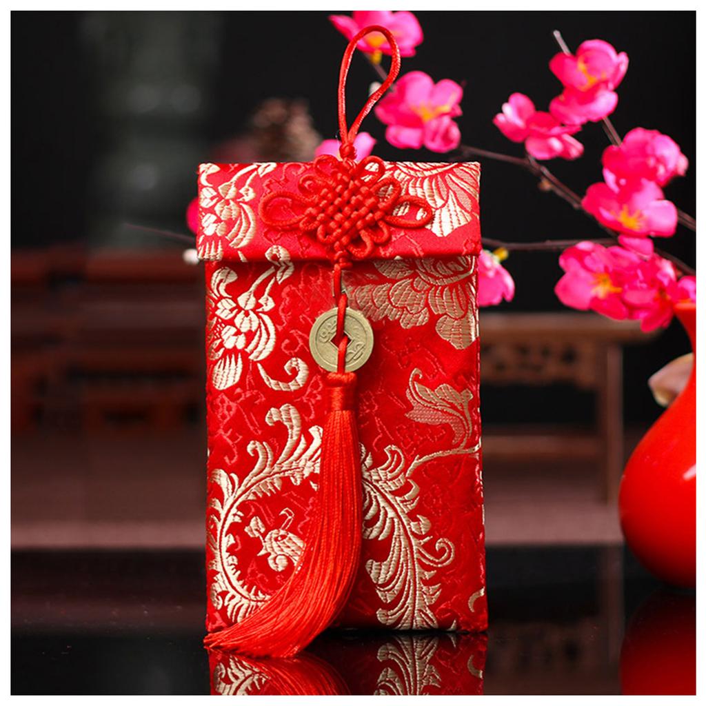 Chinese Brocade Red Envelope Bag Spring Festival Luck Red Packets Bag 2026 New Year Decoration For Chinese Wedding Birthday