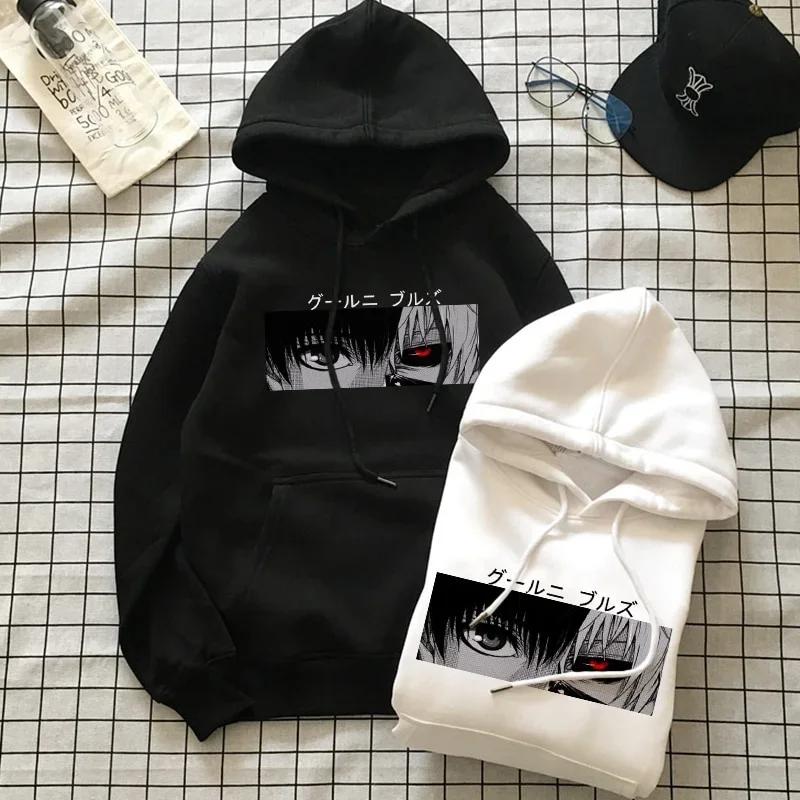Anime Tokyo Ghoul Kaneki Ken Eyes Print Pullovers Hoodie Loose Hip Hop Sweatshirt Punk Streetwear Harajuku Women Hoodie Top