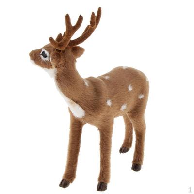 Simulation Standing Deer Animal Model Figurine Home and Crafts Dark Brown