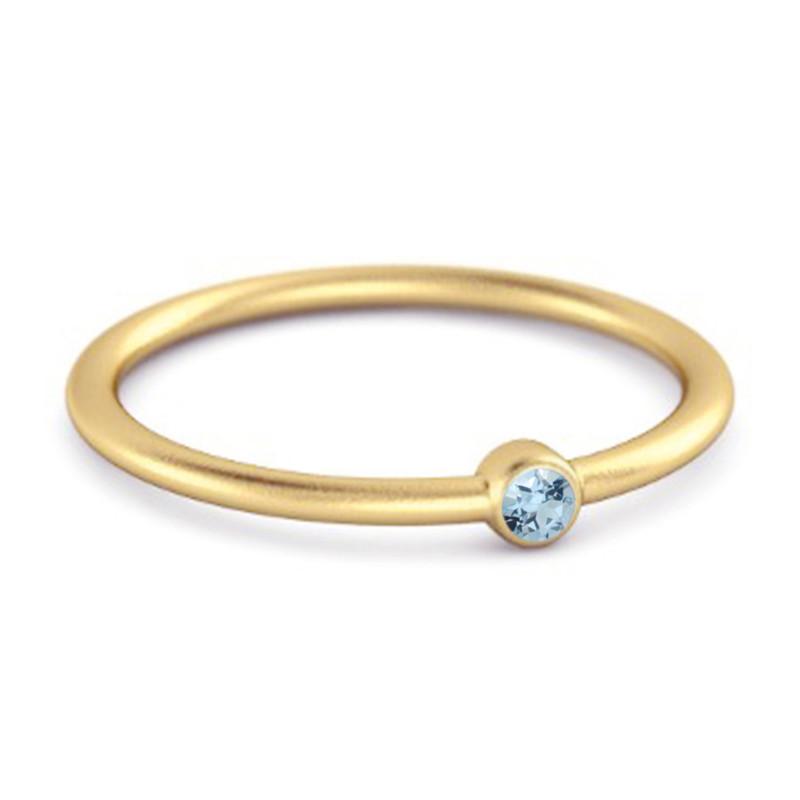 Blå Topas Rund Minimalistisk Infattad Ring -925 Sterling Silver