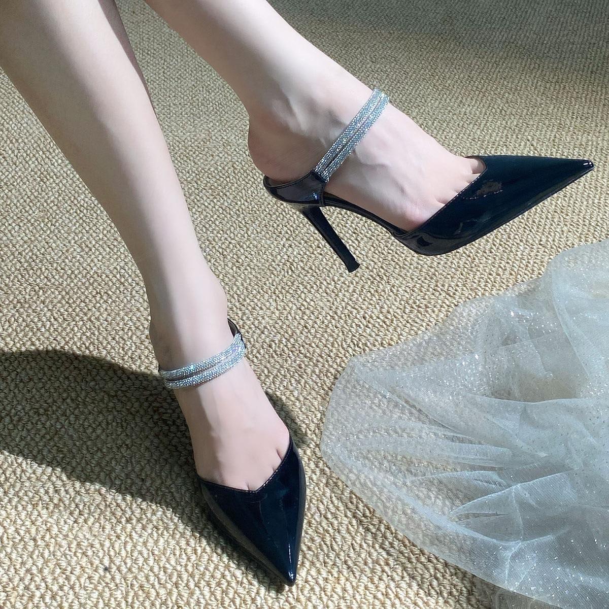 First encounter season design sense word with rhinestone thin heel pointed high heels great good-looking imperial sister bag head sandals light 40