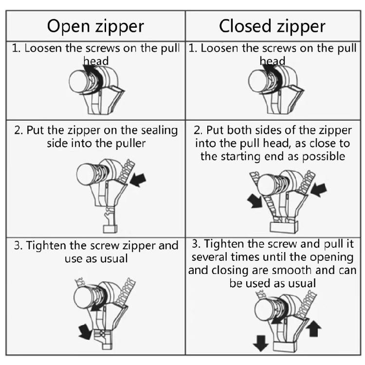 6/12Pcs Zippers Replacement Slider Easy Install Zippers Fixer for Clothing Wetsuits Bags Backpacks Purse Wallet