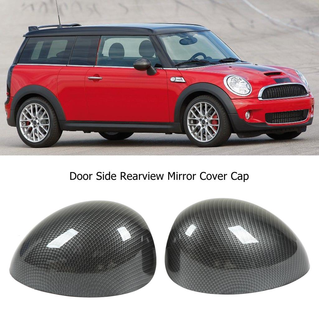 2 Pcs Door Side Rearview Mirror Cover Cap Carbon Fiber Style Left Right Wing Cover for R55 R56 R57 R58 R59 R60 R61