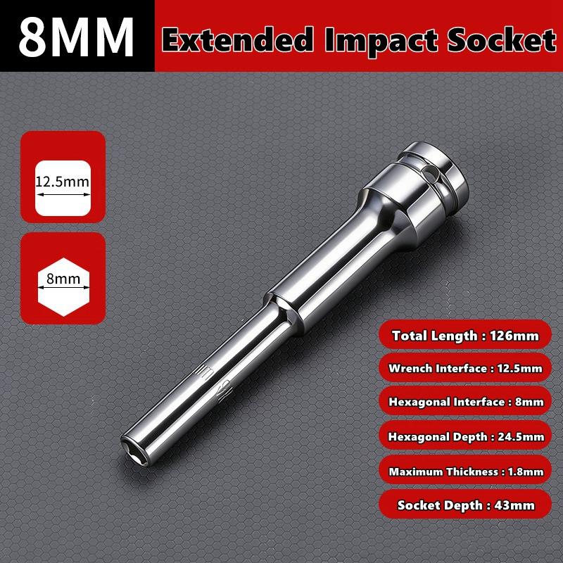 8-19mm Deep Socket, 1/2 Inch Drive, CR-V Steel Hex Impact Sockets CR-V Steel Impact Socket For Electric / Pneumatic Wrench