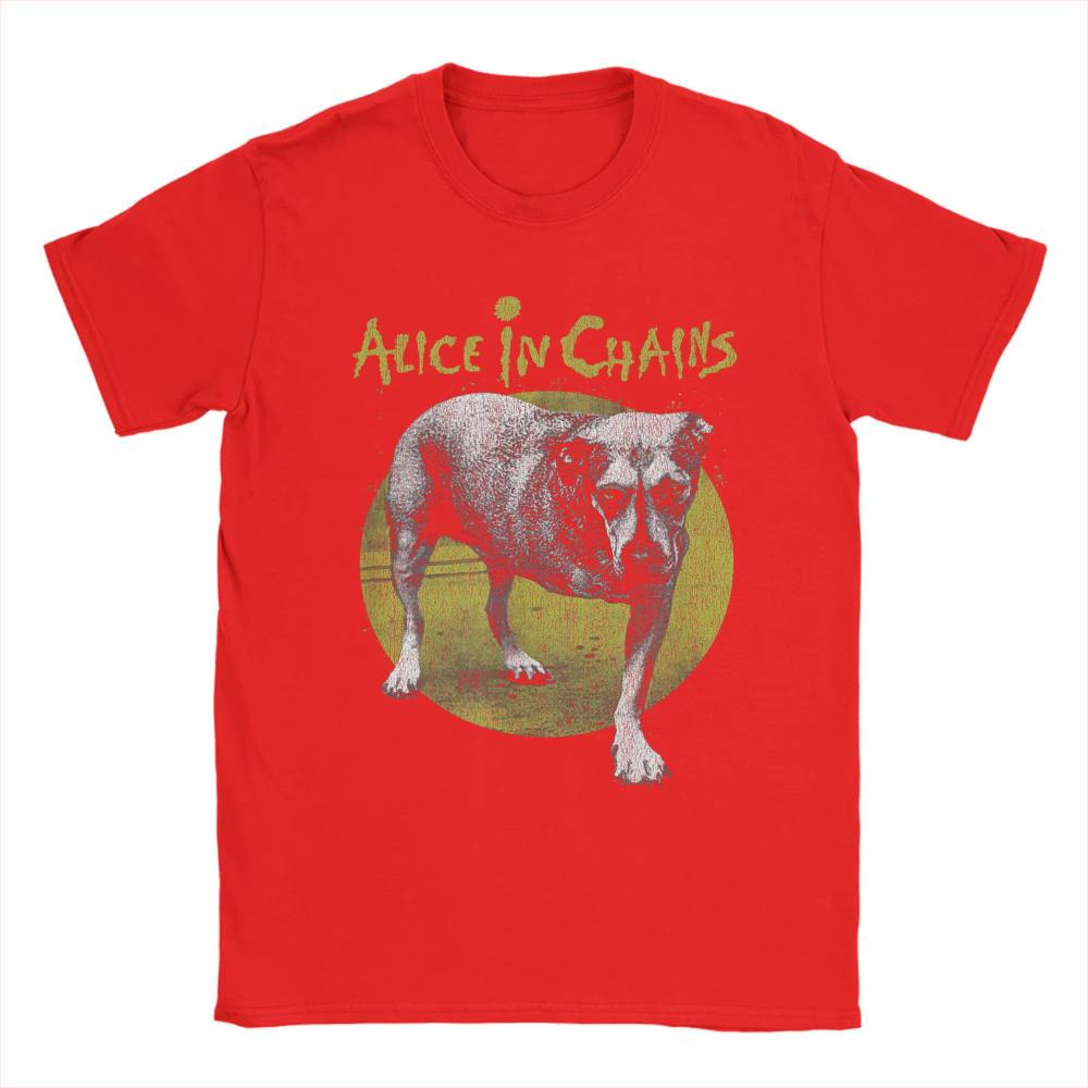 Novelty Alice In Chains Band Dog T-Shirt Men's Round Neck Cotton T Shirts Heavy Metal Music Short Sleeve Clothing