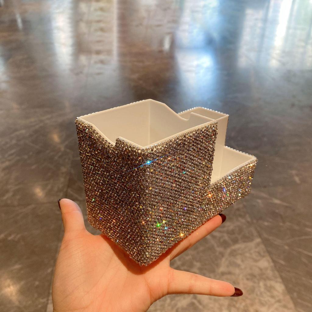 2024 Elegance: Diamond-Inlaid Luxury Desktop Cosmetic Organizer