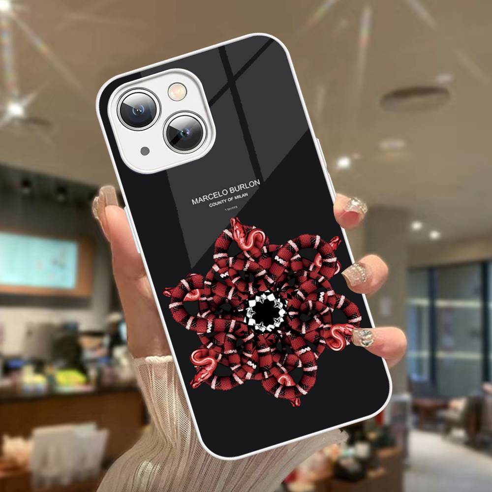 M-MARCELO B-BURLON For IPhone 14 13 12 Mini 11 Pro XS Max X XR 14 Plus Tempered Glass Cover