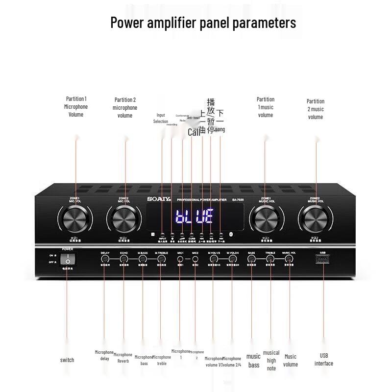 Soaiy SA-7020 KTV & Conference Audio Amplifier