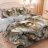 Golden Skull Duvet Cover Set Elegant White Golden Floral Skull Design Breathable Polyester Fabric All-Season Comfort For Home