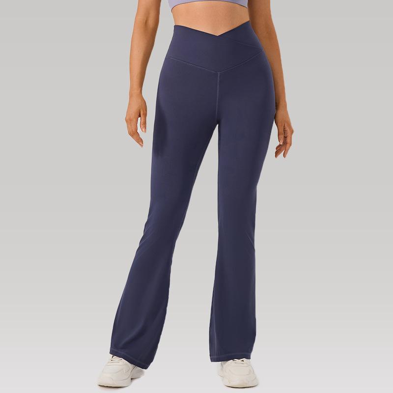 Women's Solid Color High-Waist Flare Yoga Pants