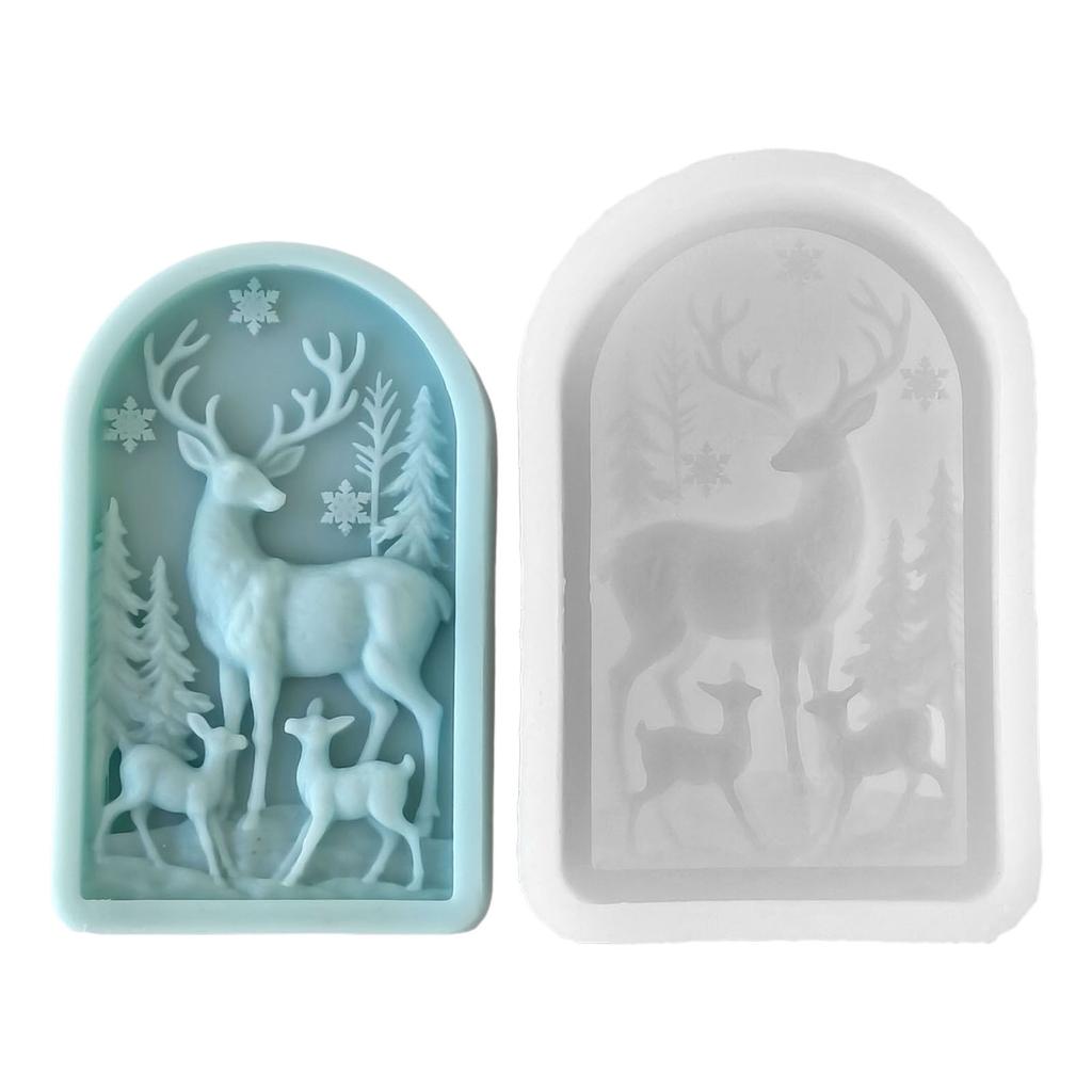 Christmas Reindeer Embossed Silicone Mold Silicone Candle Mould For Handmade Candle Soap Chocolate Holiday Decoration