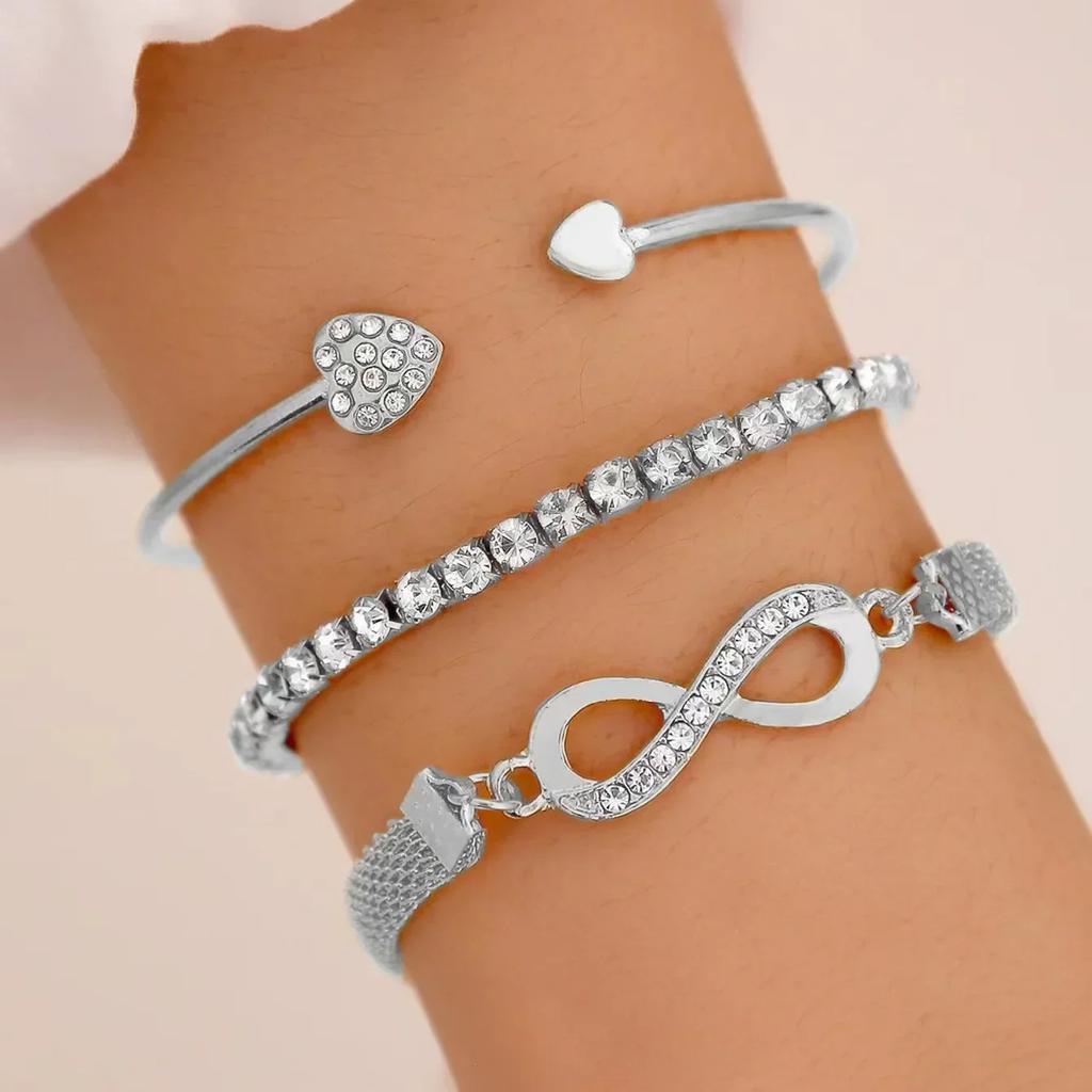 6Pcs/Set New Simple Gold Color Multilayer Bracelet Set for Women Rhomboid Twist Smooth Surface Bangle Zircon Party Gift