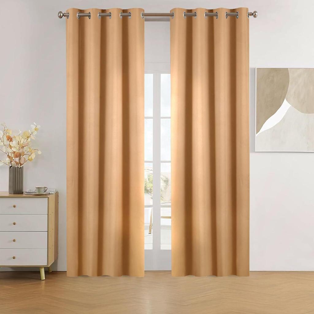 Polyester 100% Blackout Plain Long Door Curtains|100% Room Darkening| Blackout Long Door Curtains| 9 Feet |Set of 2| Plain Design