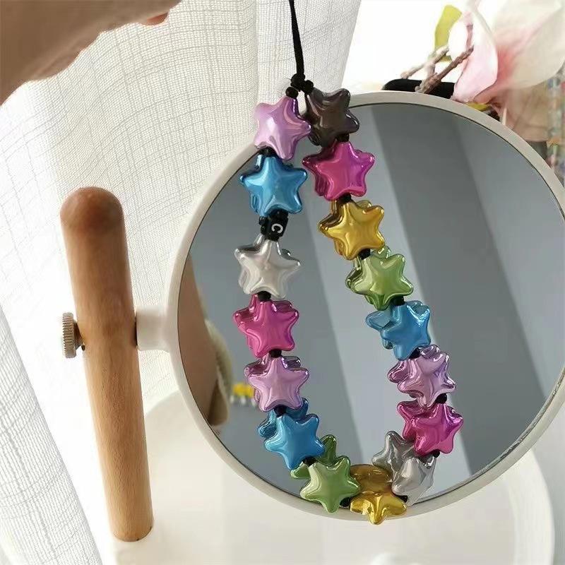 

Браслет-шнурок со звездным шармом: Милая цепочка для телефона с защитой от падения из бисера - в японском и корейском стиле