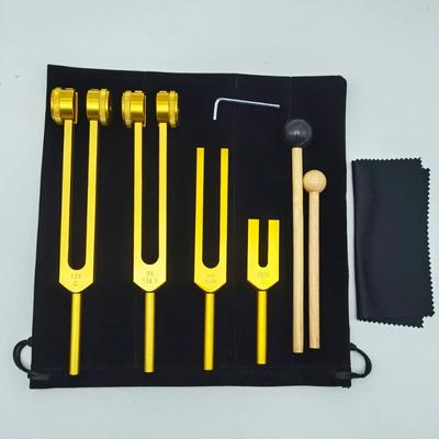 Diapasón dorado de aluminio para curación musical, 528 Hz, 136,1 Hz, 128 Hz, 4096 Hz, juego de diapasones armonizadores para terapia médica, accesorios