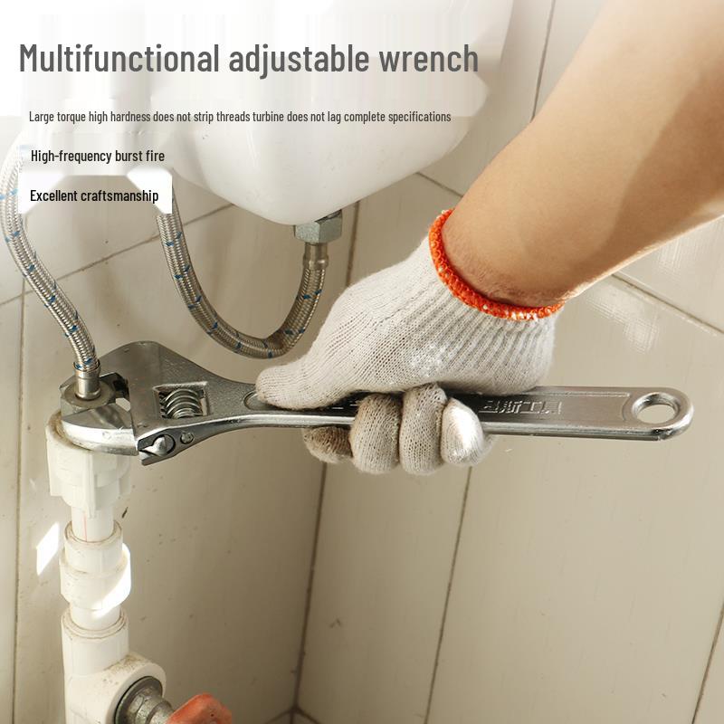 Wielofunkcyjny zestaw kluczy nastawnych 12 cali z kluczem płasko-oczkowym i małą szczęką, duży zakres regulacji, zawiera klucz do rur 8 cali.