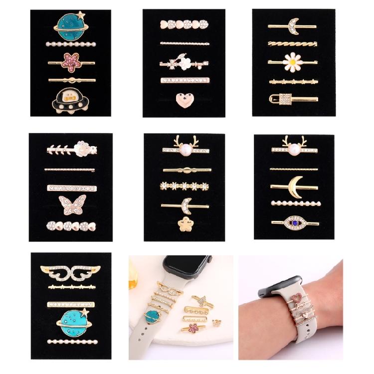 Fashion Shimmering Floral Metal Detachable Band Charm For Smartwatch Accessories Stylish Crystal Embellished Wrist Decor