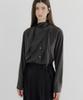 AWOKOMOSEU Double Layer Scarf Blouse (Charcoal) Orc 6114