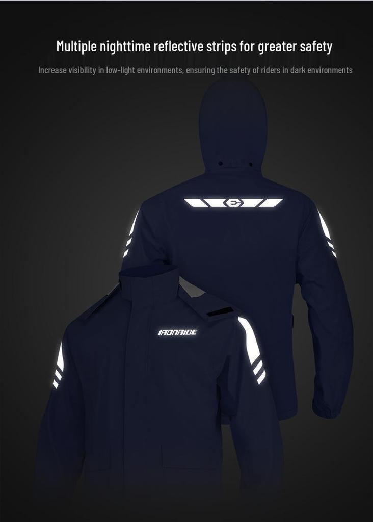 Machine Knight Waterproof Motorcycle Rain Suit: Thickened, Separate Raincoat & Pants for Heavy Rain Protection