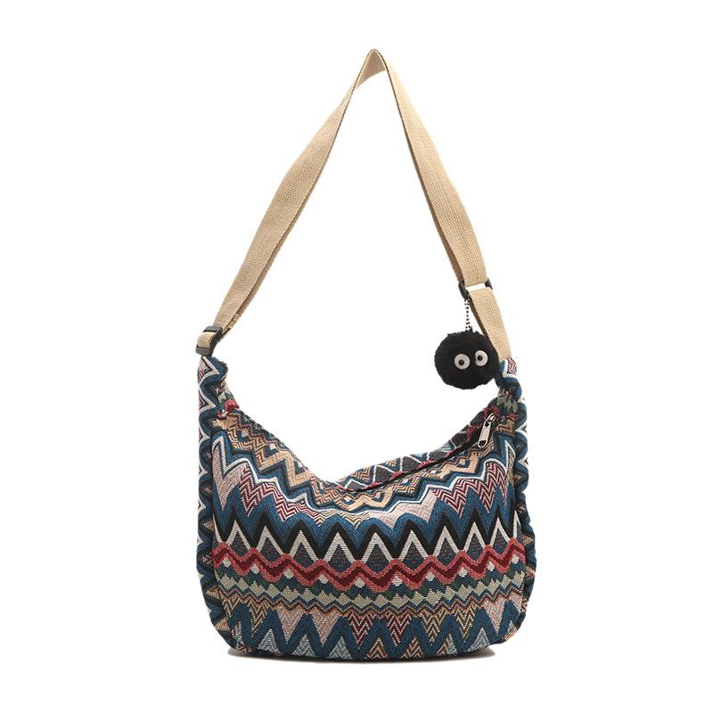 Vibrant Handwoven Style Boho Shoulder Bag Colorful Pattern Purse Spacious Chic Dumpling Crossbody Bags for Women Daily Festival