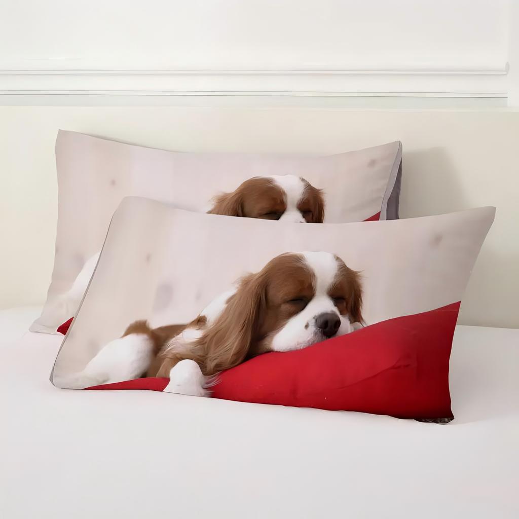 Cute Sleeping Puppy Dog 3D Cartoon Print Bedding Cover Cute Animal Style Comfortable Polyester Duvet Cover With Pillowcase