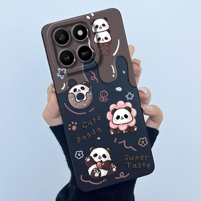 Case For Honor X7d Cute Panda Sweet Girls Cats Liquid Silicone Soft Back Cover For Honor 400 Smart 5G Bumper Protective Casing